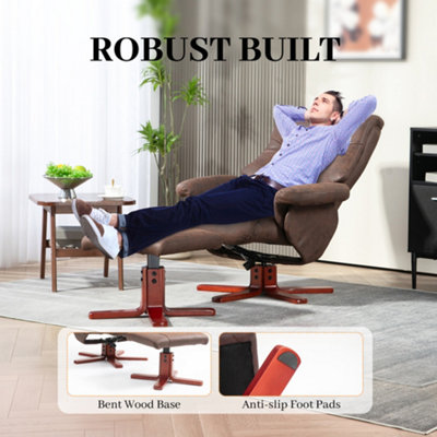 HOMCOM Recliner Chair with Footstool, Backrest Adjustable, Armchair, Brown