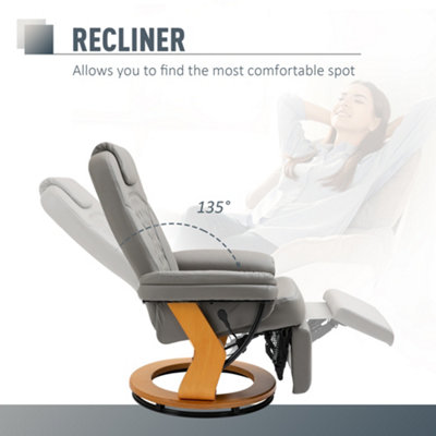 HOMCOM Recliner Leisure Armchair with Wood Base Footrest for Home Office