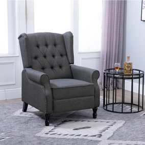 HOMCOM Recliner Sofa Armchair with Footrest Vintage Design Dark Grey