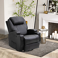 HOMCOM Recliner Sofa Chair PU Leather Armchair Cinema Massage Swivel Nursing Gaming Black