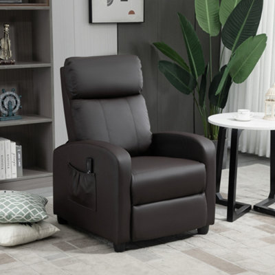 COSVALVE Brown PU Leather Massage Recliner Chair Single Sofa With Remote For Home Theater