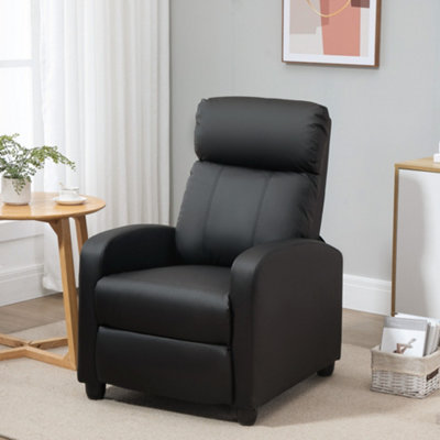 HOMCOM Manual Recliner Chair 360° Swivel Rocking Armchair Sofa with PU  Leather Padded Cushion and Backrest for Living Room Black