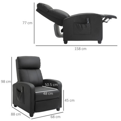 HOMCOM Recliner Sofa Massage Chair PU Leather Armcair w/ Footrest and Remote Control for Living Room, Bedroom, Home Theater, Black