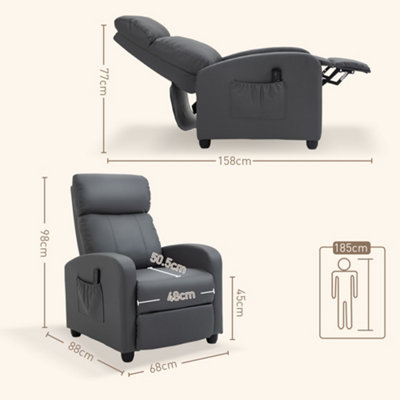 HOMCOM Recliner Sofa Massage Chair PU Leather Armcair w/ Footrest and  Remote Control for Living Room, Bedroom, Home Theater, Grey