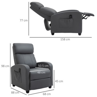 HOMCOM Recliner Sofa Massage Chair PU Leather Armcair w/ Footrest and Remote Control for Living Room, Bedroom, Home Theater, Grey