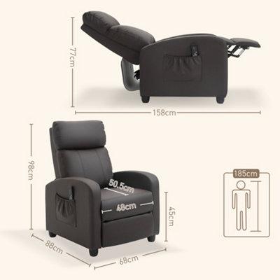 HOMCOM Recliner Sofa Massage Chair PU Leather Armchair w/ Footrest  