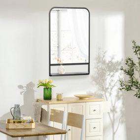 HOMCOM Rectangle Wall Mirror with Shelf 86 x 53 cm, for Living Room, Bedroom
