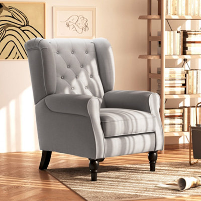 HOMCOM Retro Accent Chair Wingback Armchair with Wood Frame