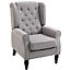 HOMCOM Retro Accent Chair, Wingback Armchair with Wood Frame Button Tufted Design for Living Room Bedroom, Grey