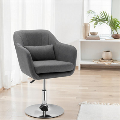 HOMCOM Retro Linen Swivel Tub Chair with Steel Frame Cushion Seat
