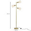 HOMCOM Retro Practical Tree Floor Lamp 3 Angle Adjustable Lampshade Steel Base for Living Room Bedroom Office Gold 165cm