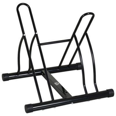 HOMCOM Reversible 2 Bike Holding Rack Steel Frame Indoor Outdoor Foot   Stand