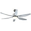 HOMCOM Reversible Ceiling Fan w/ Light, 6 Blades Indoor LED Lighting Fan, Silver