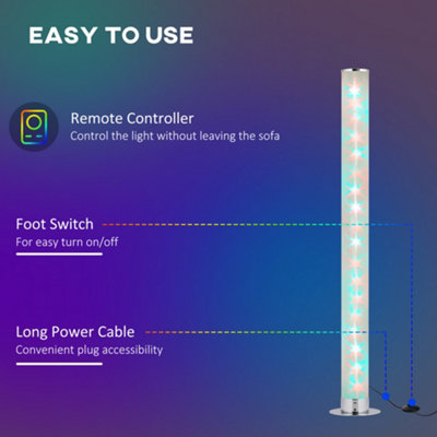 HOMCOM RGB Floor Lamps LED Corner Lamp with Remote Control Mood Lighting