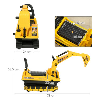 HOMCOM Ride On Excavator Toy Tractors Digger Movable Walker