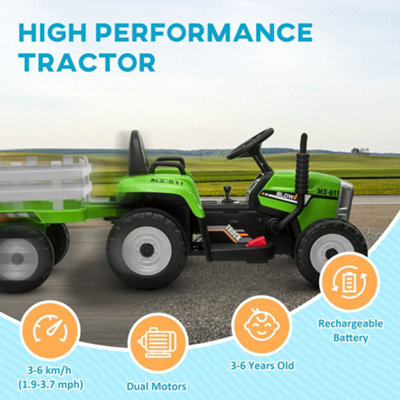 HOMCOM Ride On Tractor with Detachable Trailer, Remote Control