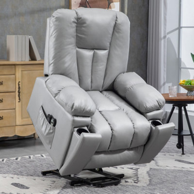 HOMCOM Riser and Recliner Chair for Elderly Quick Assembly Charcoal Grey
