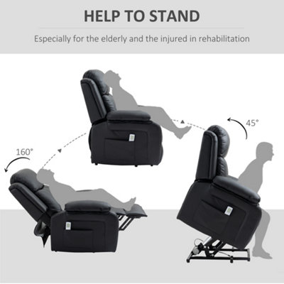 HOMCOM Riser and Recliner Chair Power Lift Recliner with Remote Black