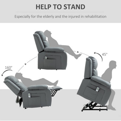 HOMCOM Riser and Recliner Chair Power Lift Recliner with Remote, Grey