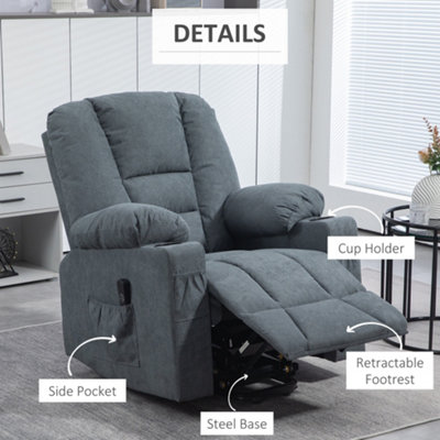 HOMCOM Riser and Recliner Chair w/ Remote, Lift Chair for Elderly, Grey