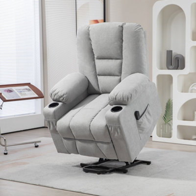 HOMCOM Riser and Recliner Chair w/ Remote, Lift Chair for Elderly, Light Grey