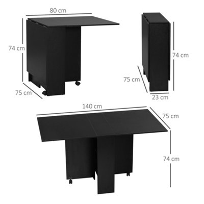 HOMCOM Rolling Drop Leaf Dining Table Folding Kitchen Table with Open Shelves