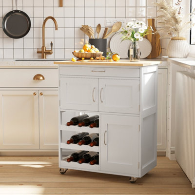 Kitchen Trolley Cart with deals Wine Rack