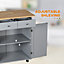 HOMCOM Rolling Kitchen Island, Utility Serving Cart with Rubber Wood Top Grey