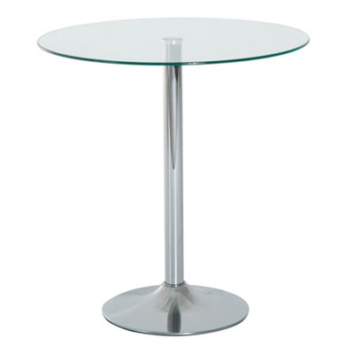 HOMCOM Round Bar Table Bistro Pub Counter w/ Tempered Glass Top for Kitchen
