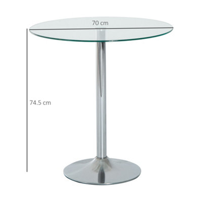 HOMCOM Round Bar Table Bistro Pub Counter w/ Tempered Glass Top for Kitchen