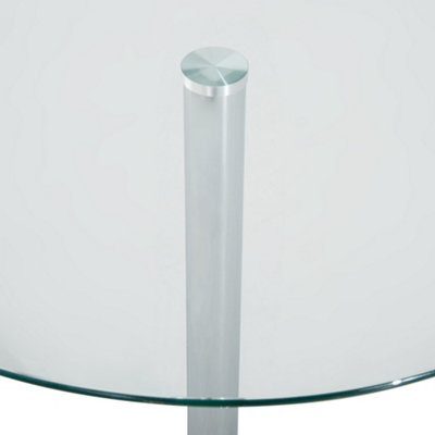 HOMCOM Round Bar Table Bistro Pub Counter w/ Tempered Glass Top for Kitchen