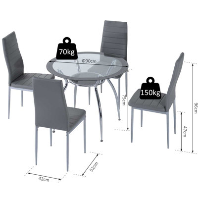 HOMCOM Round Dining Table Set for 4, Kitchen Table and Chairs with Cushion