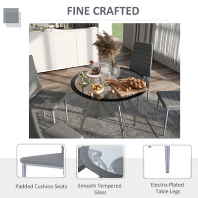 HOMCOM Round Dining Table Set for 4, Kitchen Table and Chairs with Cushion