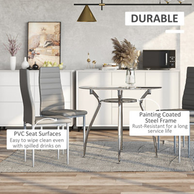 HOMCOM Round Dining Table Set for 4, Kitchen Table and Chairs with Cushion
