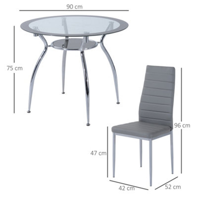 HOMCOM Round Dining Table Set for 4, Kitchen Table and Chairs with Cushion