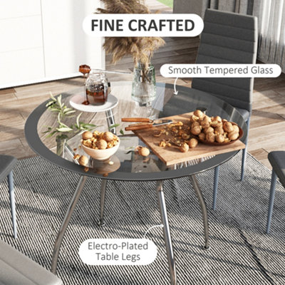 HOMCOM Round Dining Table Set for 4, Kitchen Table and Chairs with Cushion