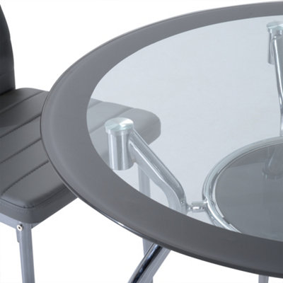 HOMCOM Round Dining Table Set for 4, Kitchen Table and Chairs with Cushion