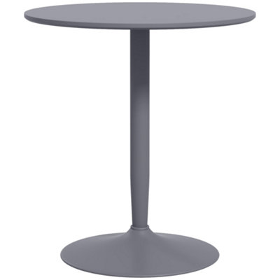 HOMCOM Round Dining Table w/ Steel Base, Non-slip Pad for Living Room Grey