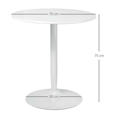 HOMCOM Round Dining Table w/ Steel Base, Non-slip Pad for Living Room White