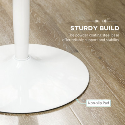 HOMCOM Round Dining Table w/ Steel Base, Non-slip Pad for Living Room White