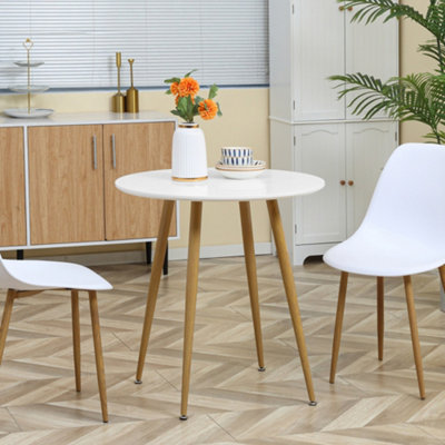 White dining table with deals metal legs