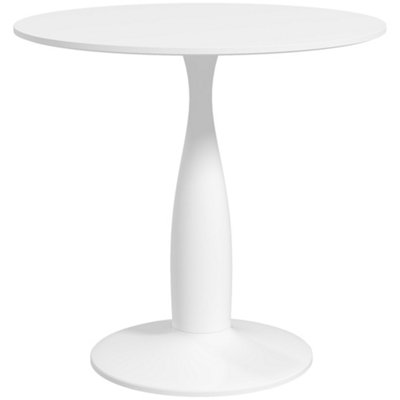 HOMCOM Round Dining Table with Steel Base for Living Room, White