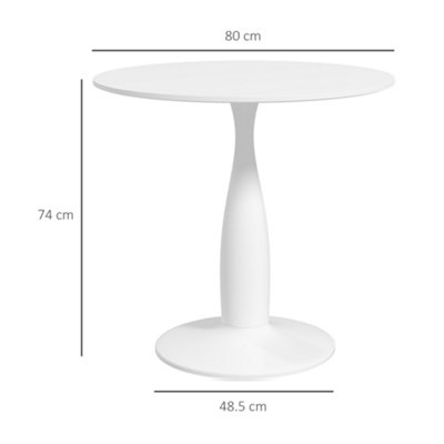 HOMCOM Round Dining Table with Steel Base for Living Room, White
