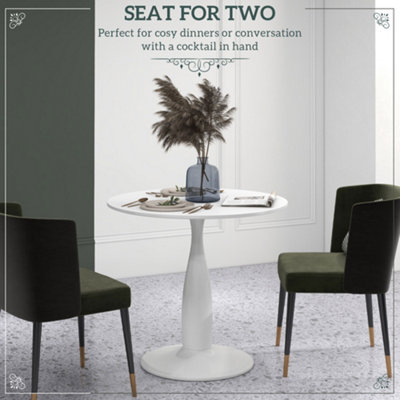HOMCOM Round Dining Table with Steel Base for Living Room, White