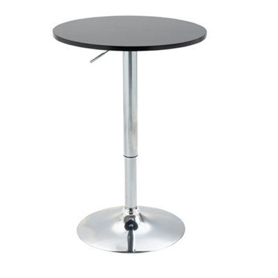 HOMCOM Round Height Adjustable Bar Table Counter Pub Desk Metal Base Black