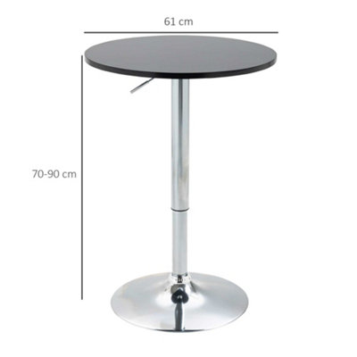 HOMCOM Round Height Adjustable Bar Table Counter Pub Desk Metal Base Black