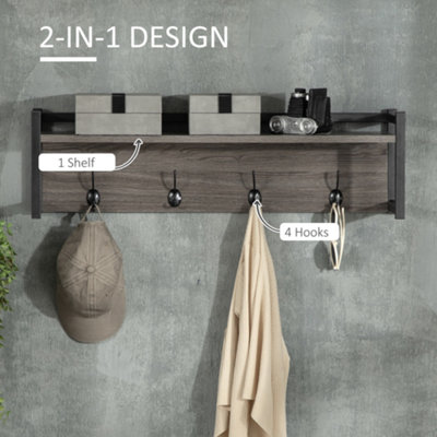 Light Grey Hanging Shelf Coat Rack