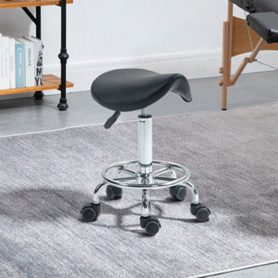 HOMCOM Saddle Chair, Rolling Salon Stool for Massage Spa Clinic