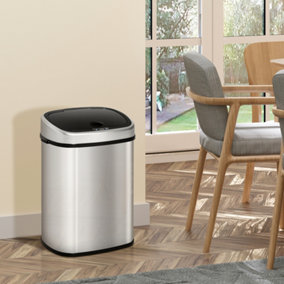 HOMCOM Sensor Dustbin Touchless Trash Can Automatic Stainless Steel 58L