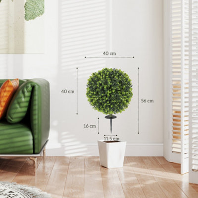 Grewyear Set Of 2 Artificial Topiary Ball Trees With White
